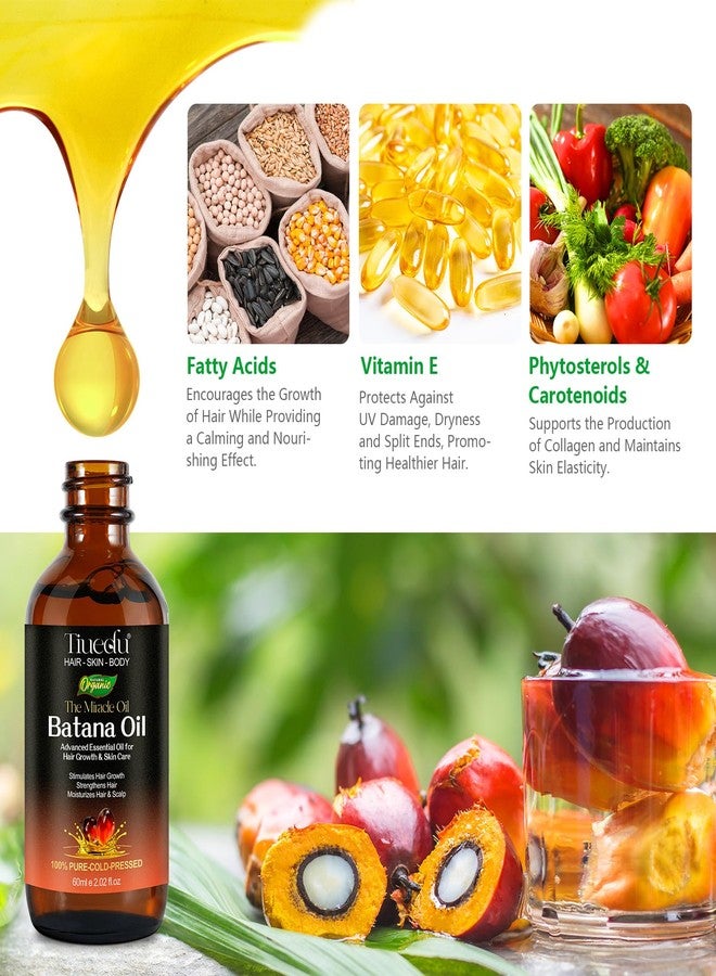 Tiuedu Batana Oil for Hair Growth, Natural Unrefined Batana Oil for Hair Growth, Nourish Scalp and Reduce Hair Loss Hair Oils, Essential Oils for Eyelashes, Eyebrows, Face, Skin Care, Body Massage -60ml - Image 2